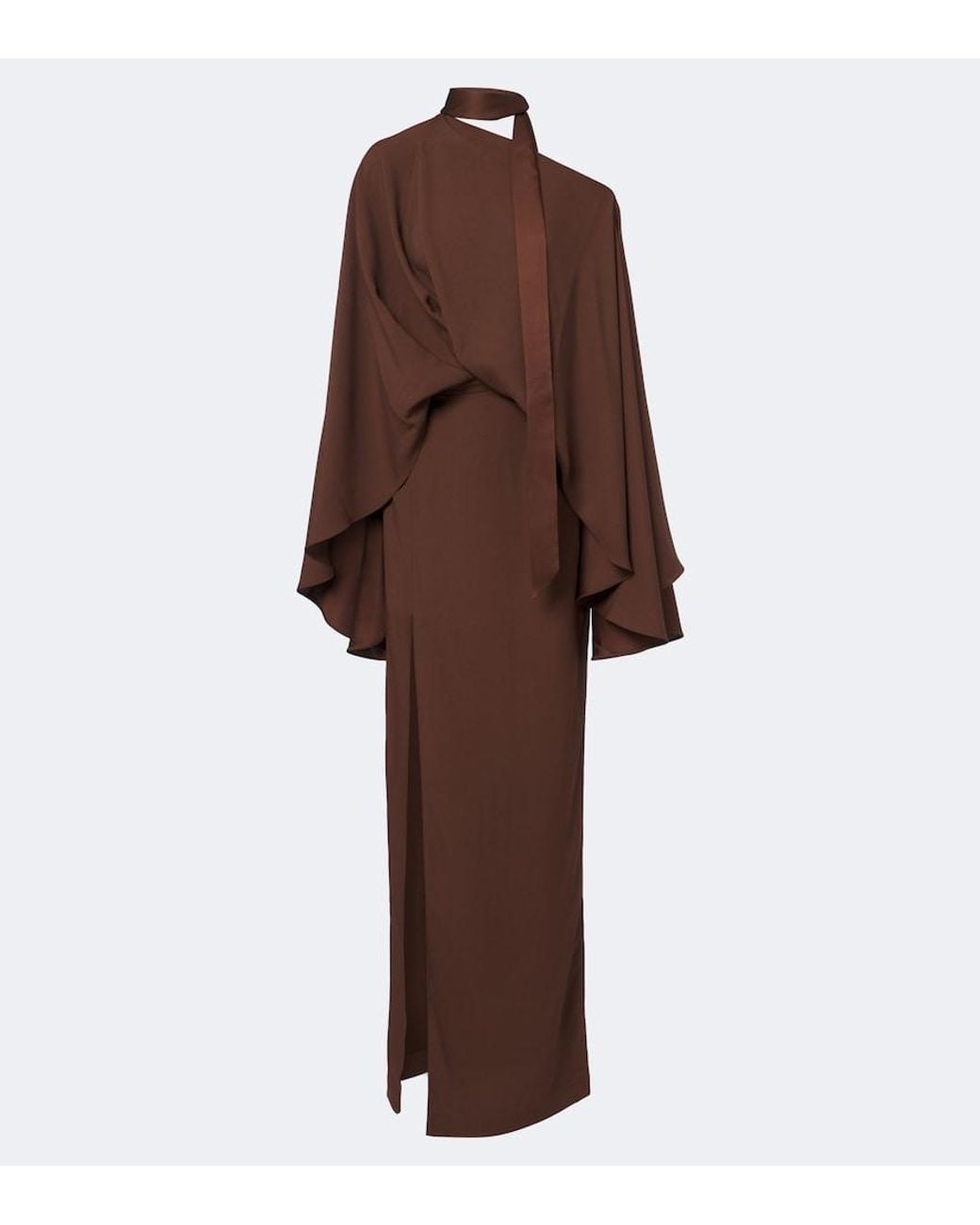 Taller Marmo Brown Brooks Scarf-Detail Caped Maxi Dress