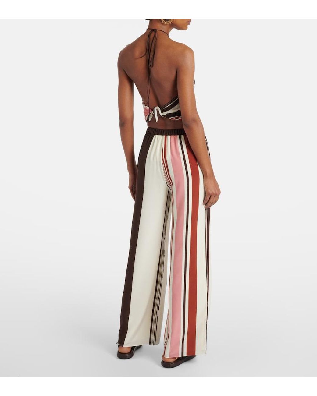 Sir Multicolor Thistle Silk Satin Wide-Leg Pants