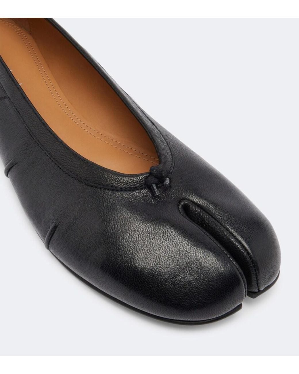 Maison Margiela Black Tabi Leather Ballet Flats