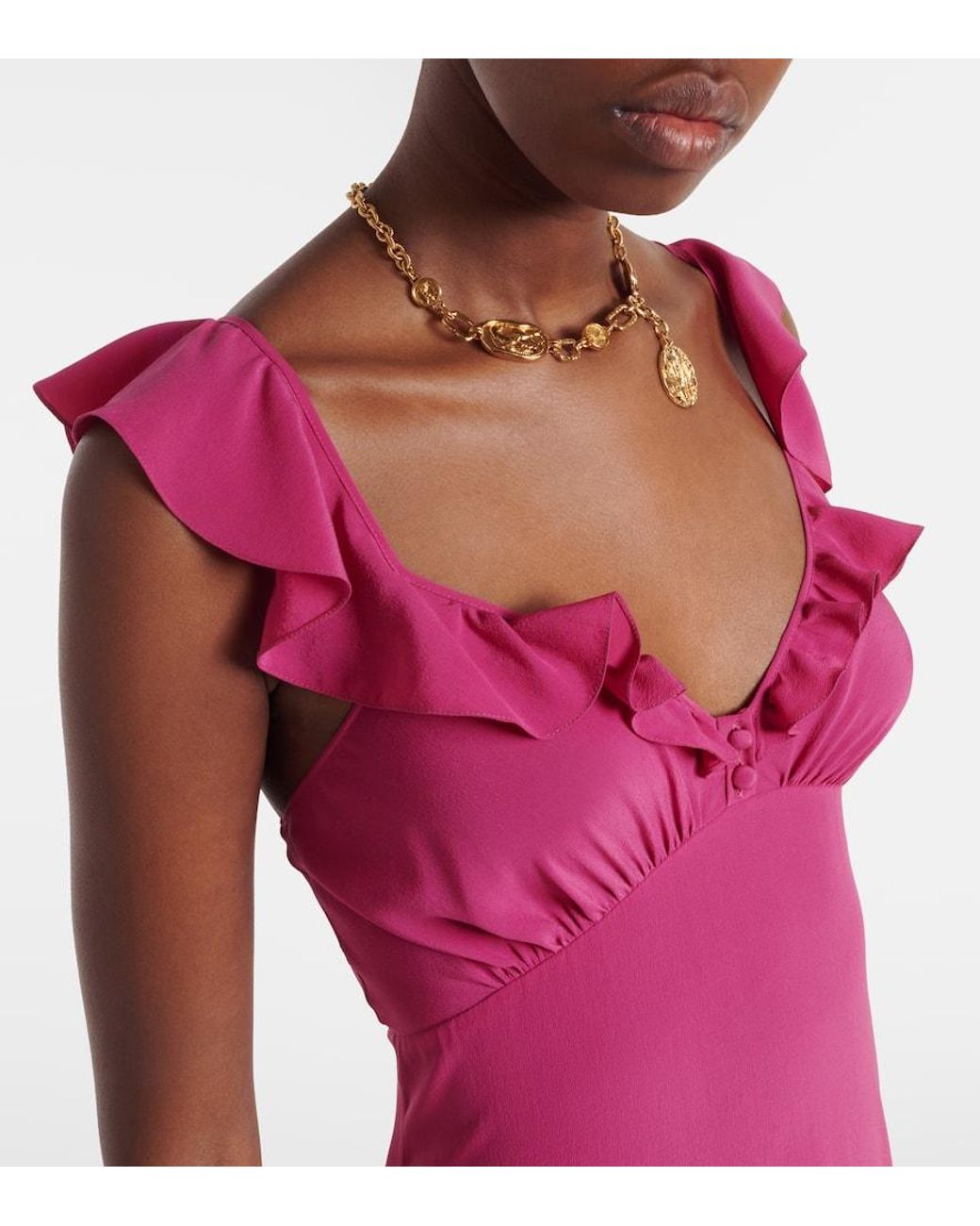 Chloé Purple Ruffled Silk Midi Dress