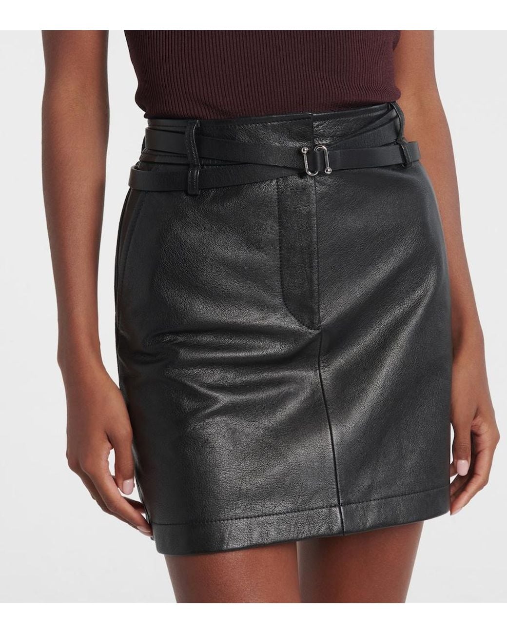 Sportmax Black Patto Leather Miniskirt
