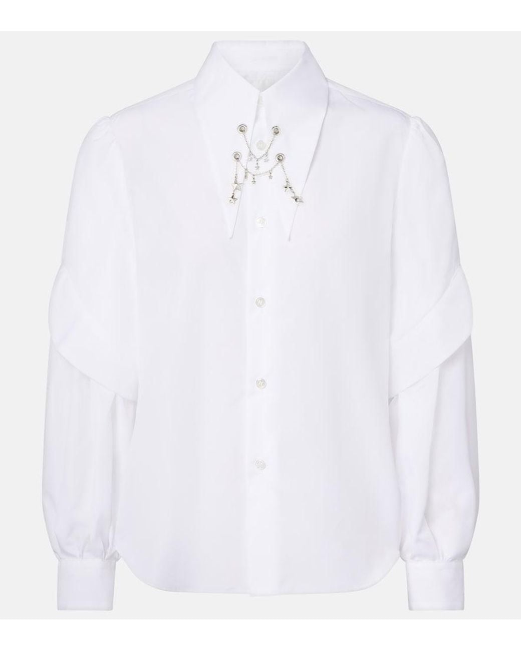 Noir Kei Ninomiya White Embellished Cotton Shirt