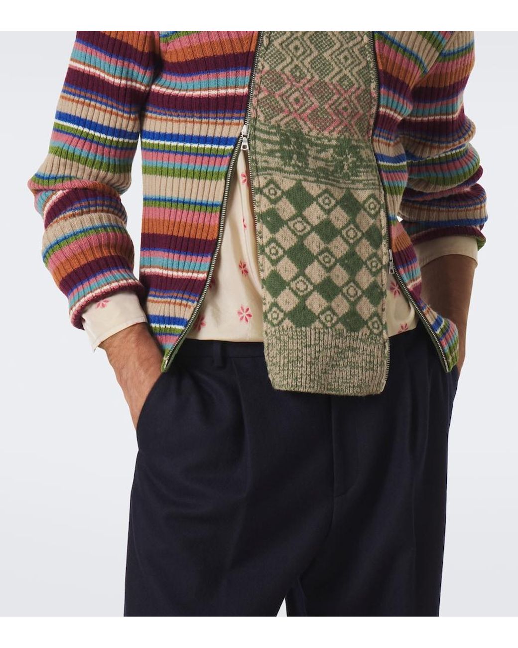 Dries Van Noten Red Striped Wool Sweater for men