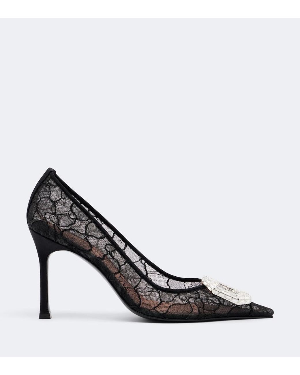 AMINA MUADDI Black Camelia Embellished Lace Pumps