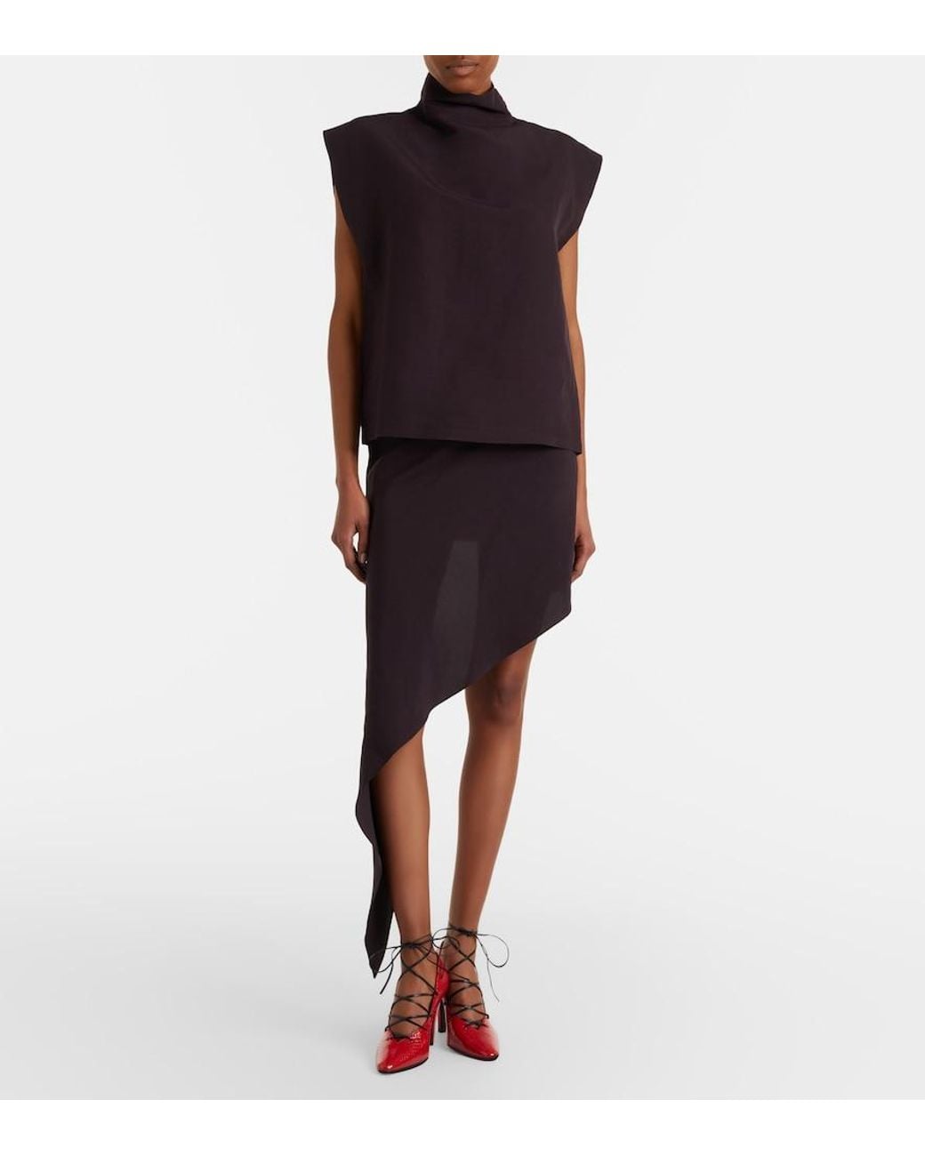 Alaïa Black Asymmetric Poplin Miniskirt