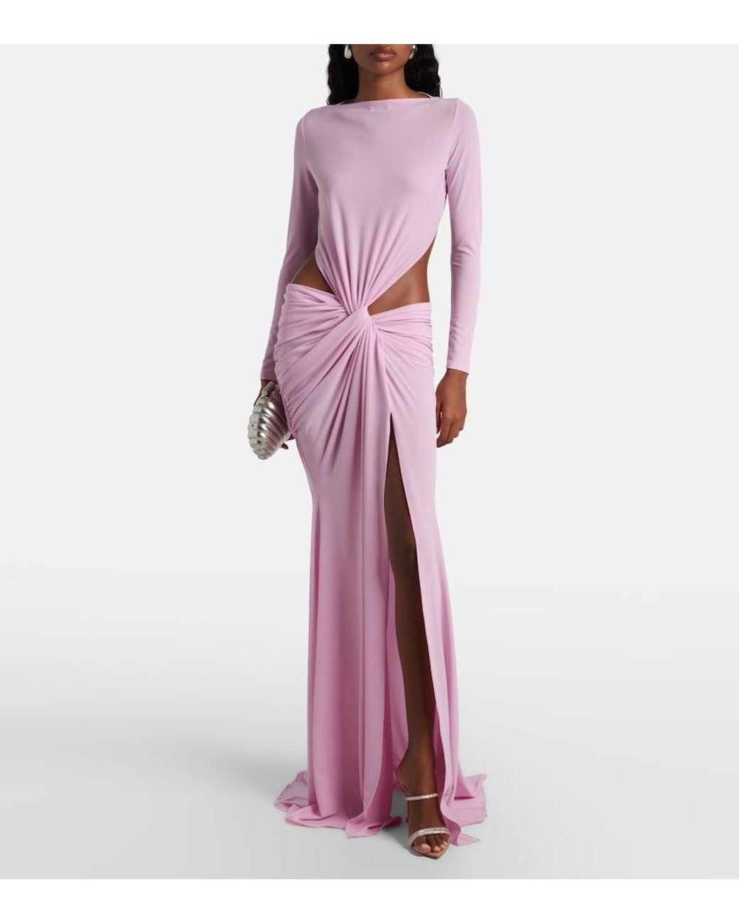 Alex Perry Pink Gathered Crepe Jersey Gown
