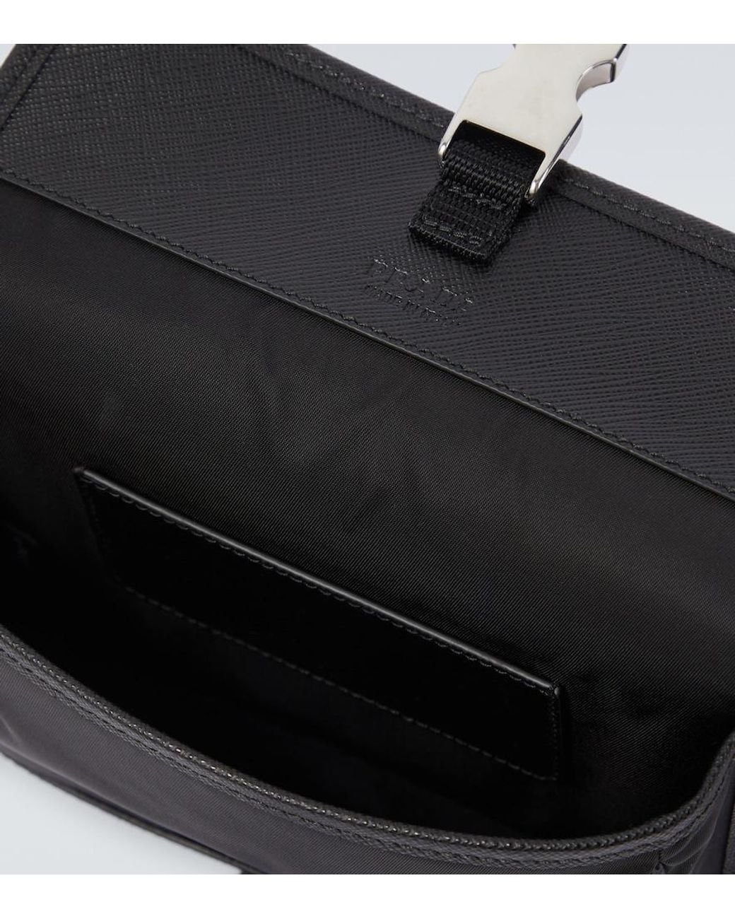 Prada Black Re-Nylon Leather-Trimmed Shoulder Bag for men