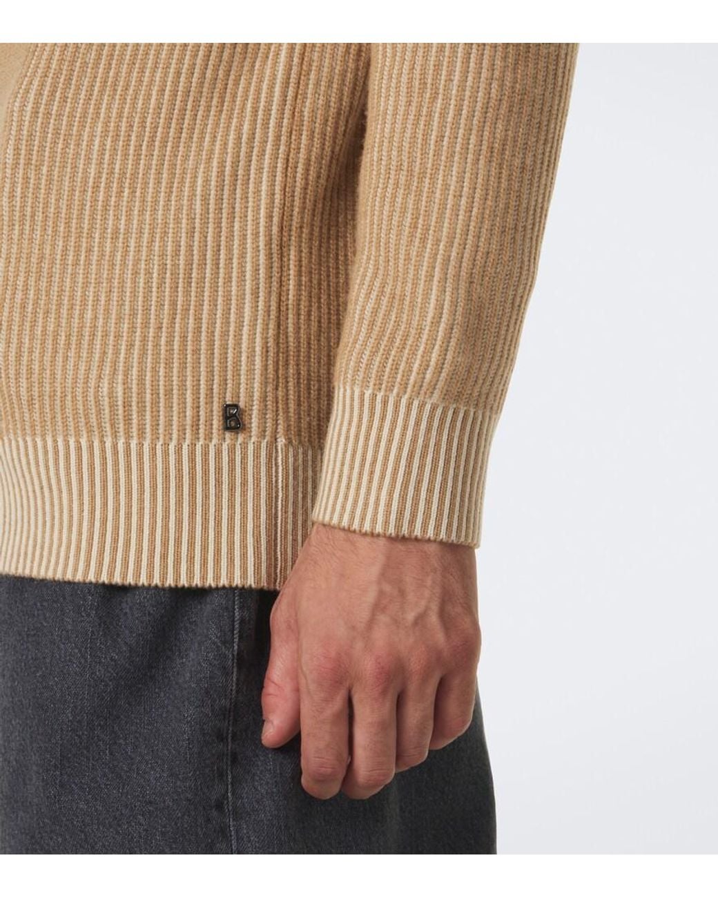 Bogner Natural Dwayne Wool And Cashmere Half-Zip Sweater for men