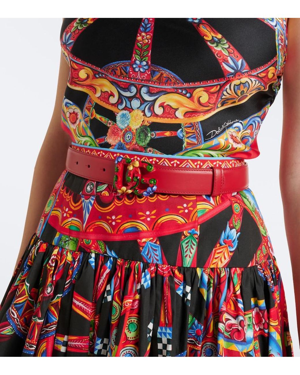 Dolce & Gabbana Red Dg Embellished Leather Belt
