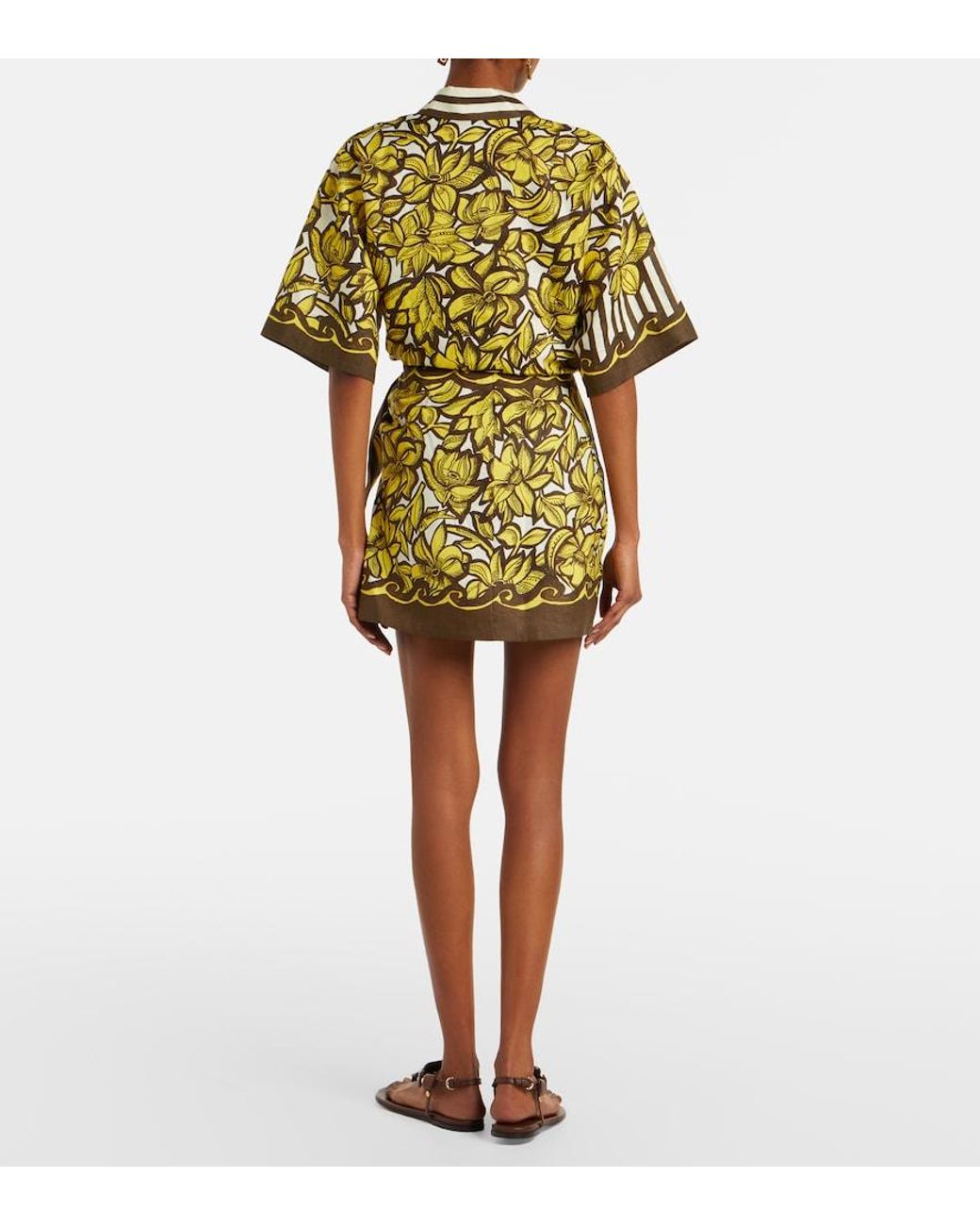 ALÉMAIS Green Mona Printed Hemp Wrap Skirt