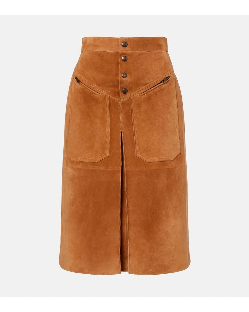 Chloé Brown Suede Midi Skirt
