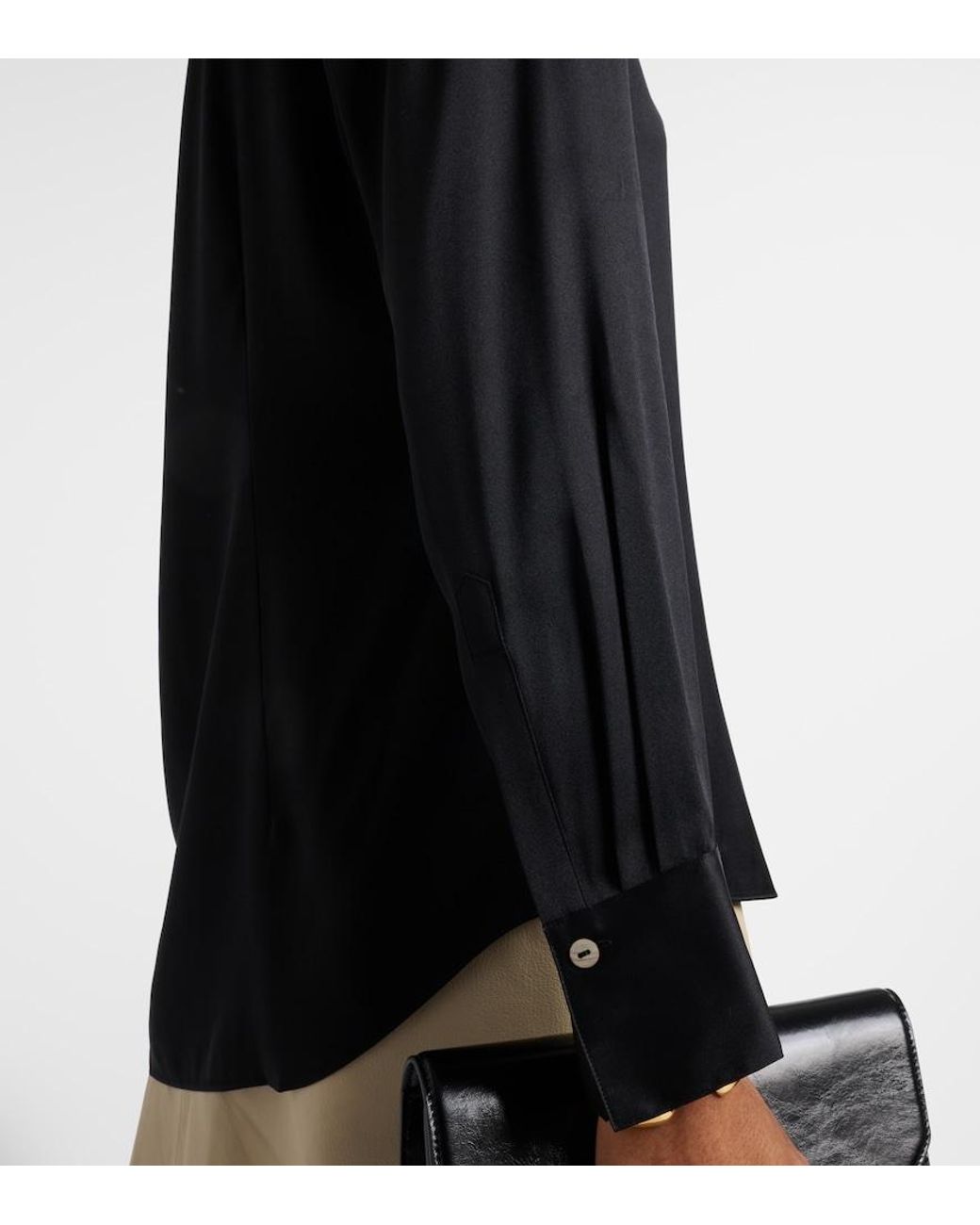 Vince Black Silk-Blend Satin Shirt