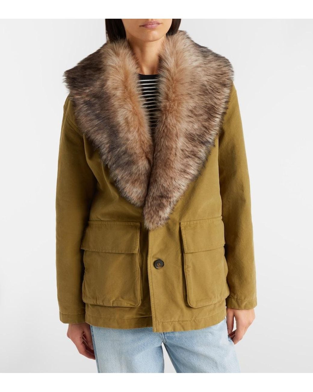 Nili Lotan Brown Ronay Shearling-Trimmed Cotton Parka