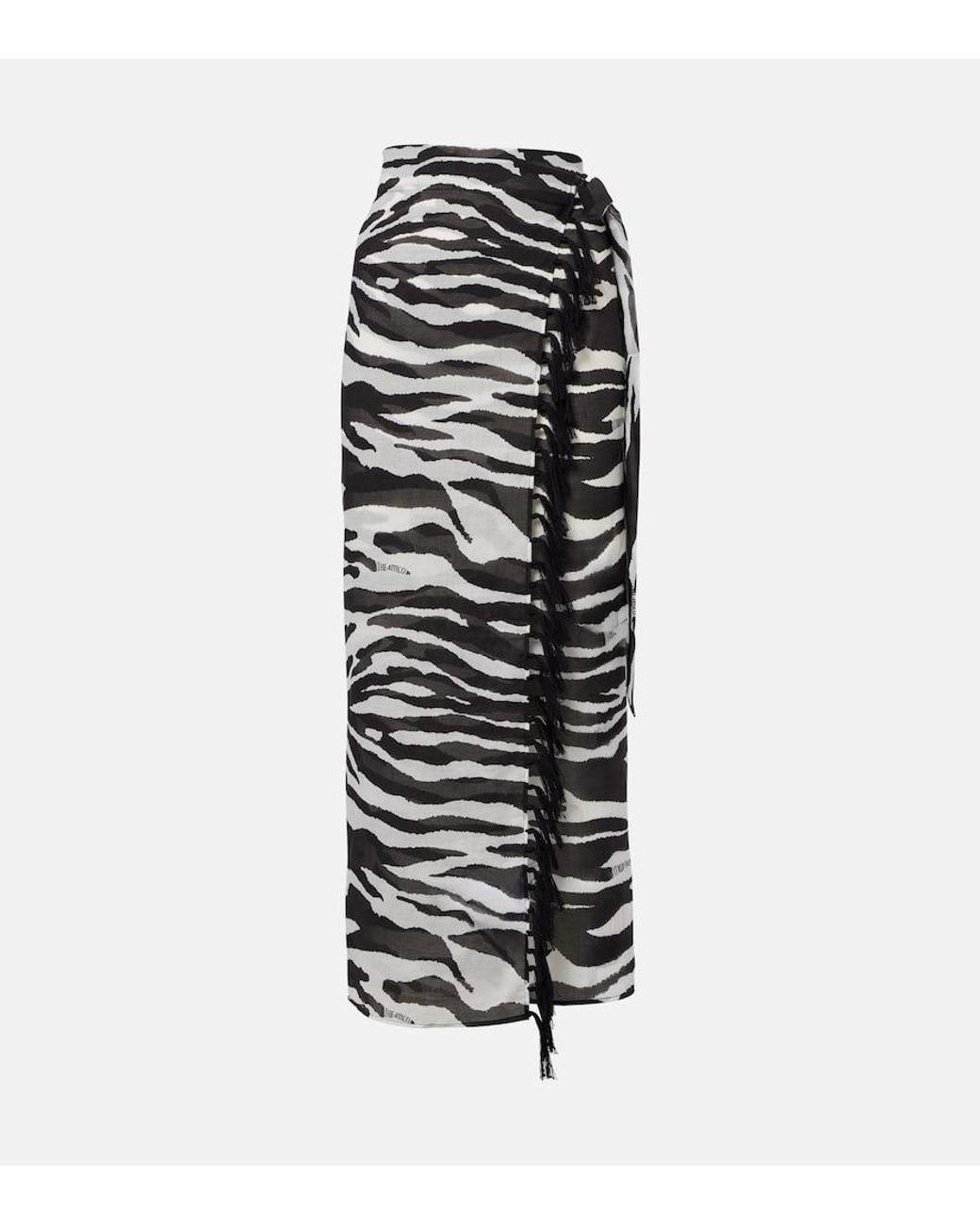 The Attico Black Zebra-Print Cotton Muslin Beach Cover-Up