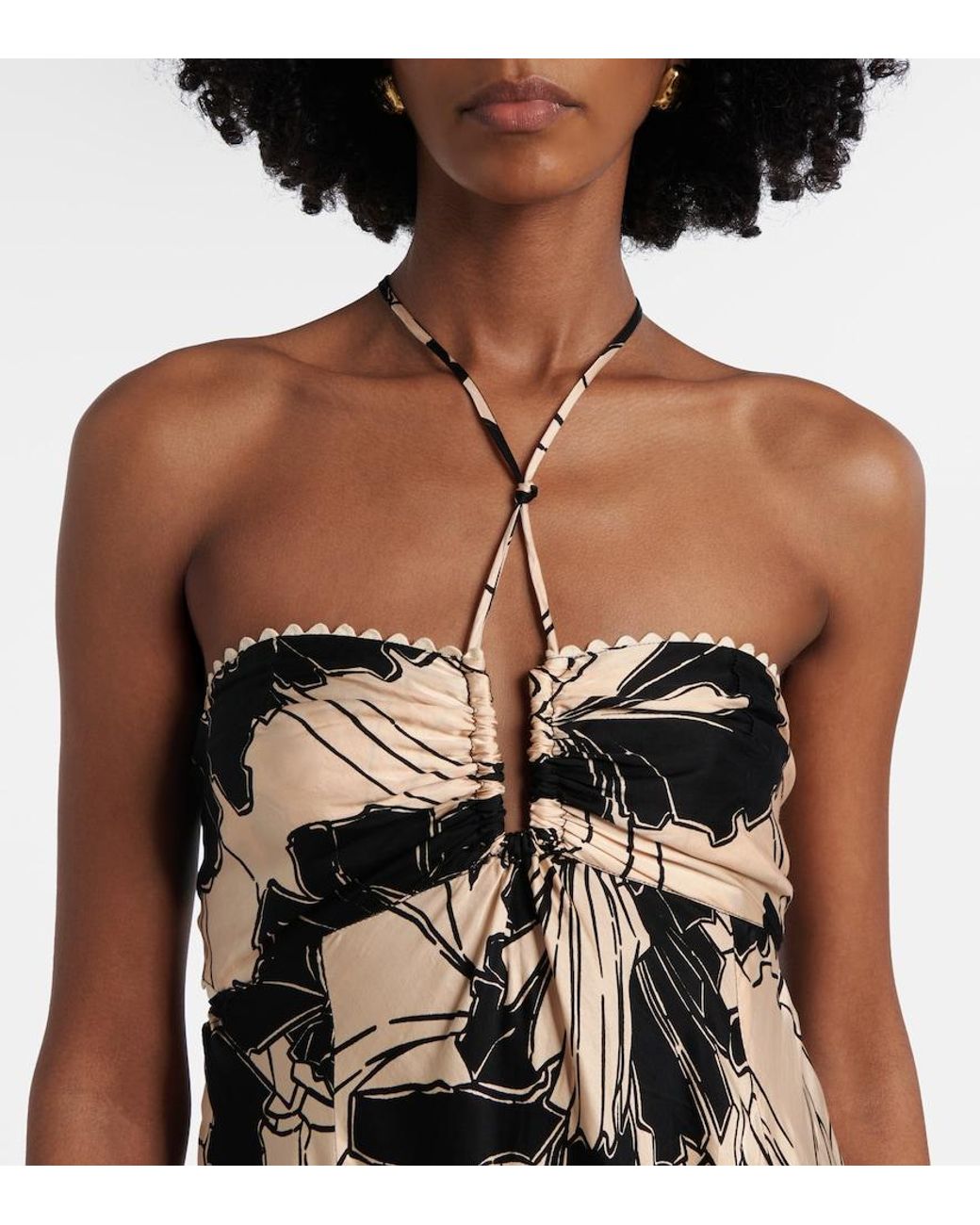 Poupette White Carla Floral Halterneck Maxi Dress