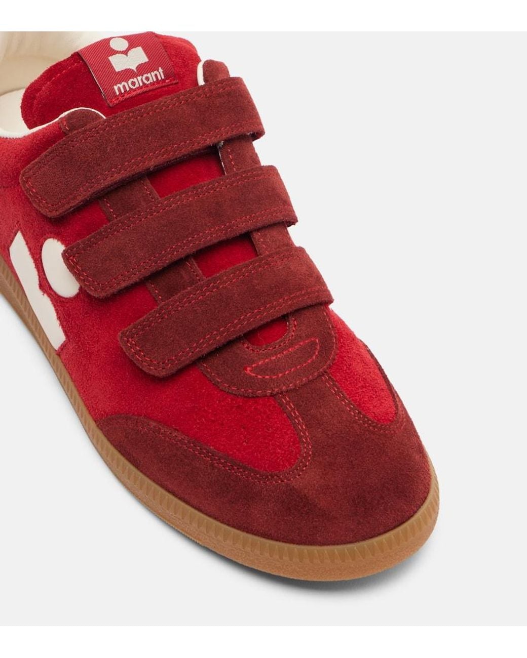 Isabel Marant Red Beth Logo Suede Sneakers