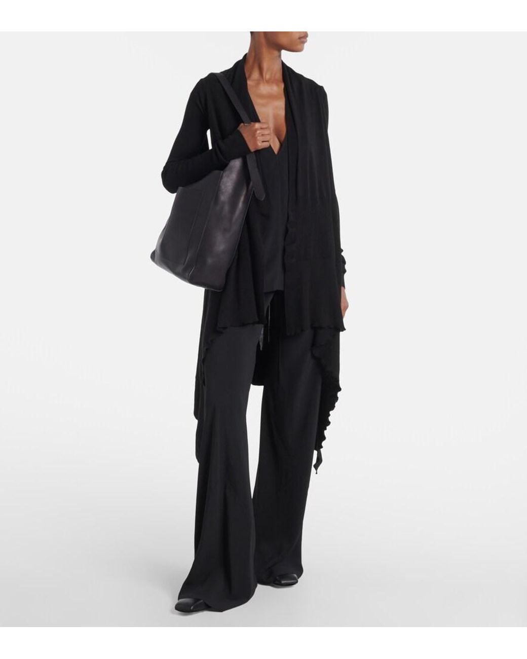 Rick Owens Black Leather Ballet Flats