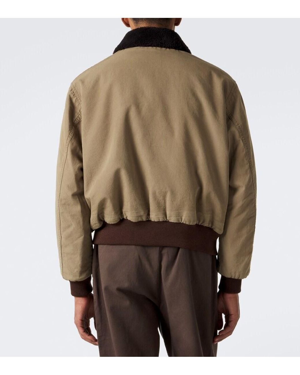 A.PRESSE Brown Teddy-Trimmed Cotton And Wool Blouson Jacket for men