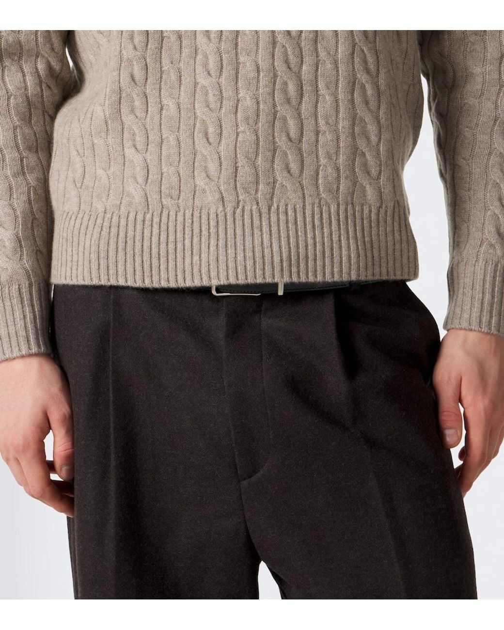 arch4 Gray Thames Cable-Knit Cashmere Sweater for men