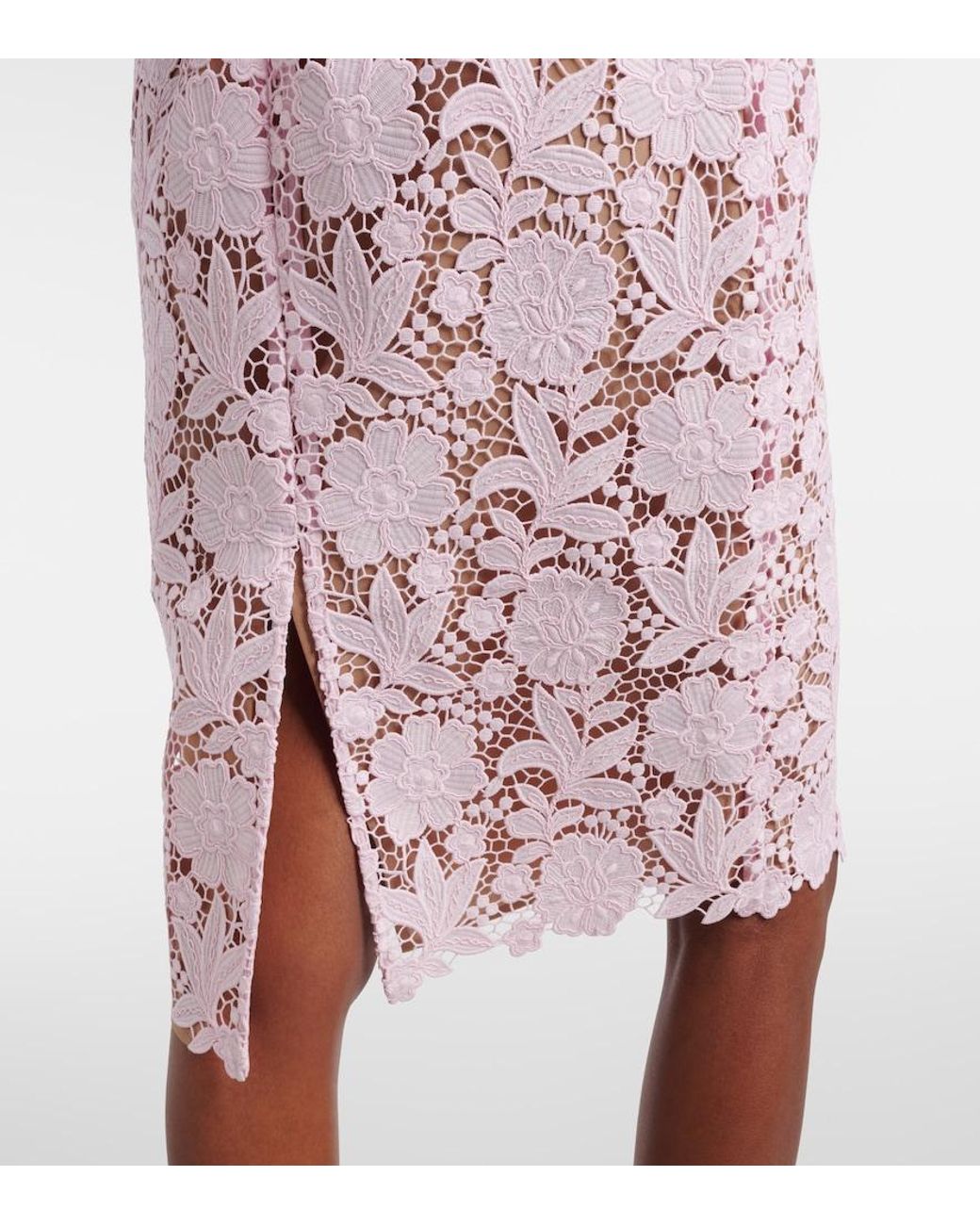 Self-Portrait Pink Lace Pencil Skirt
