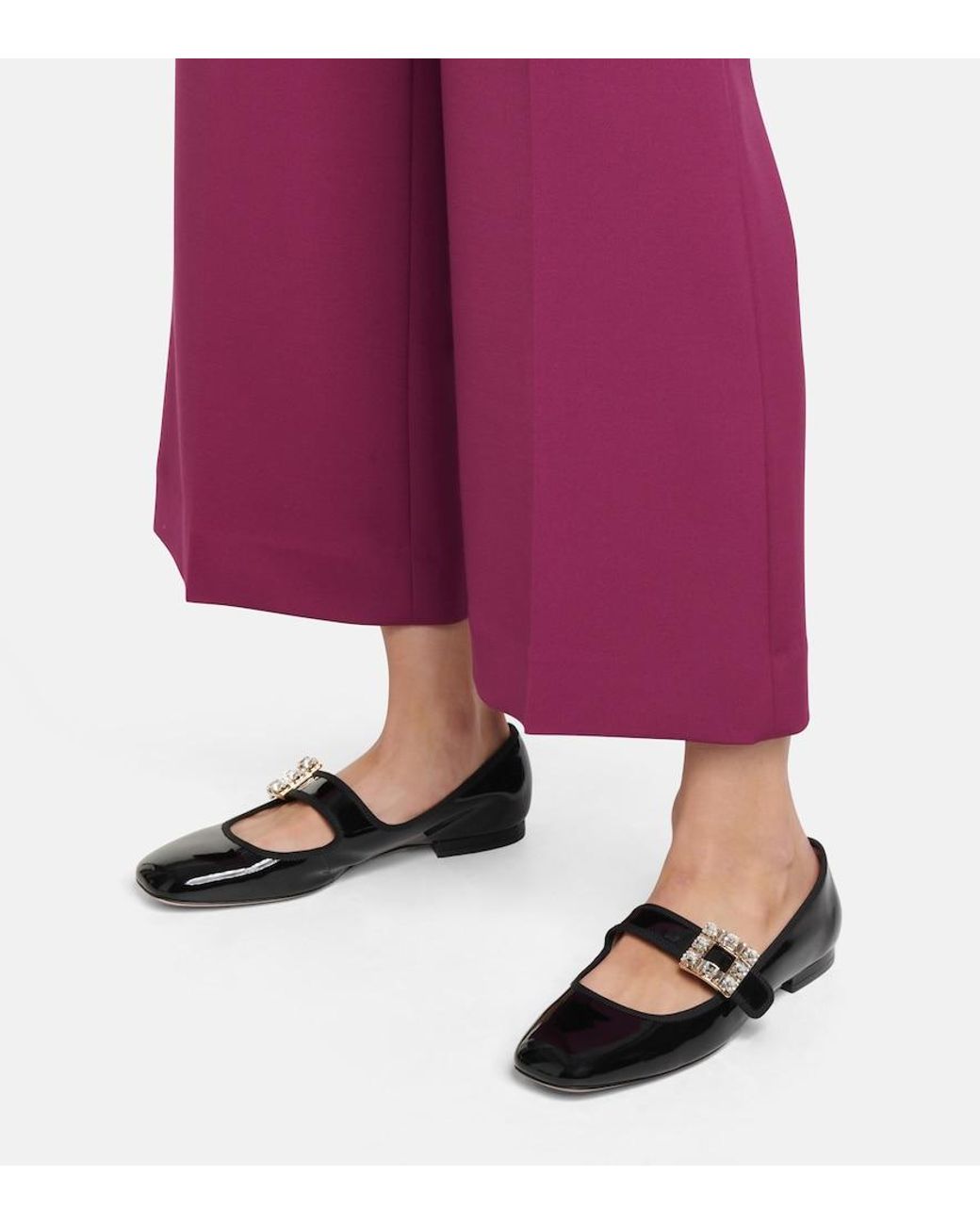 Roger Vivier Black Tres Vivier Babies Patent Leather Ballet Flats