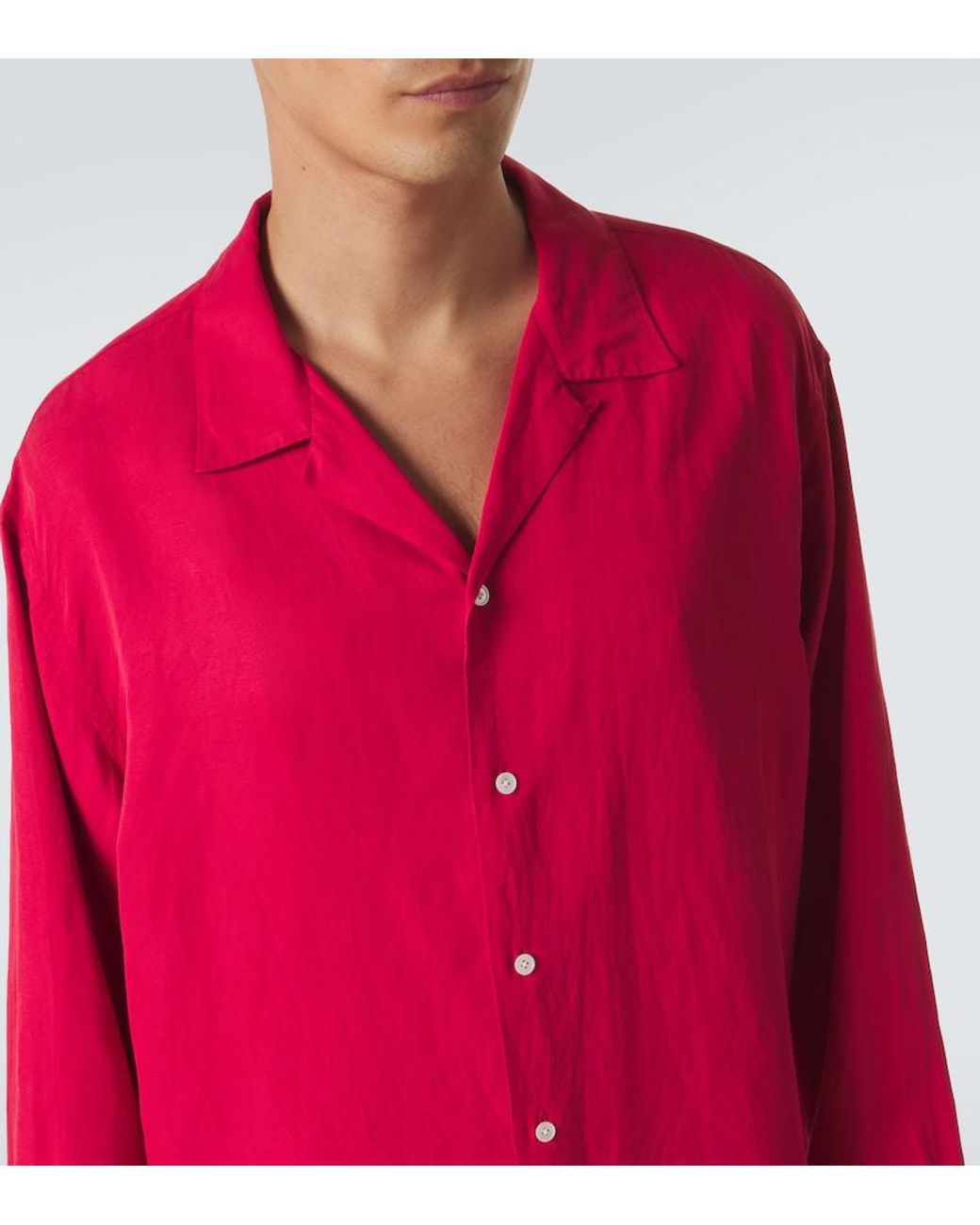 A.PRESSE Pink Vintage Silk And Linen Shirt for men