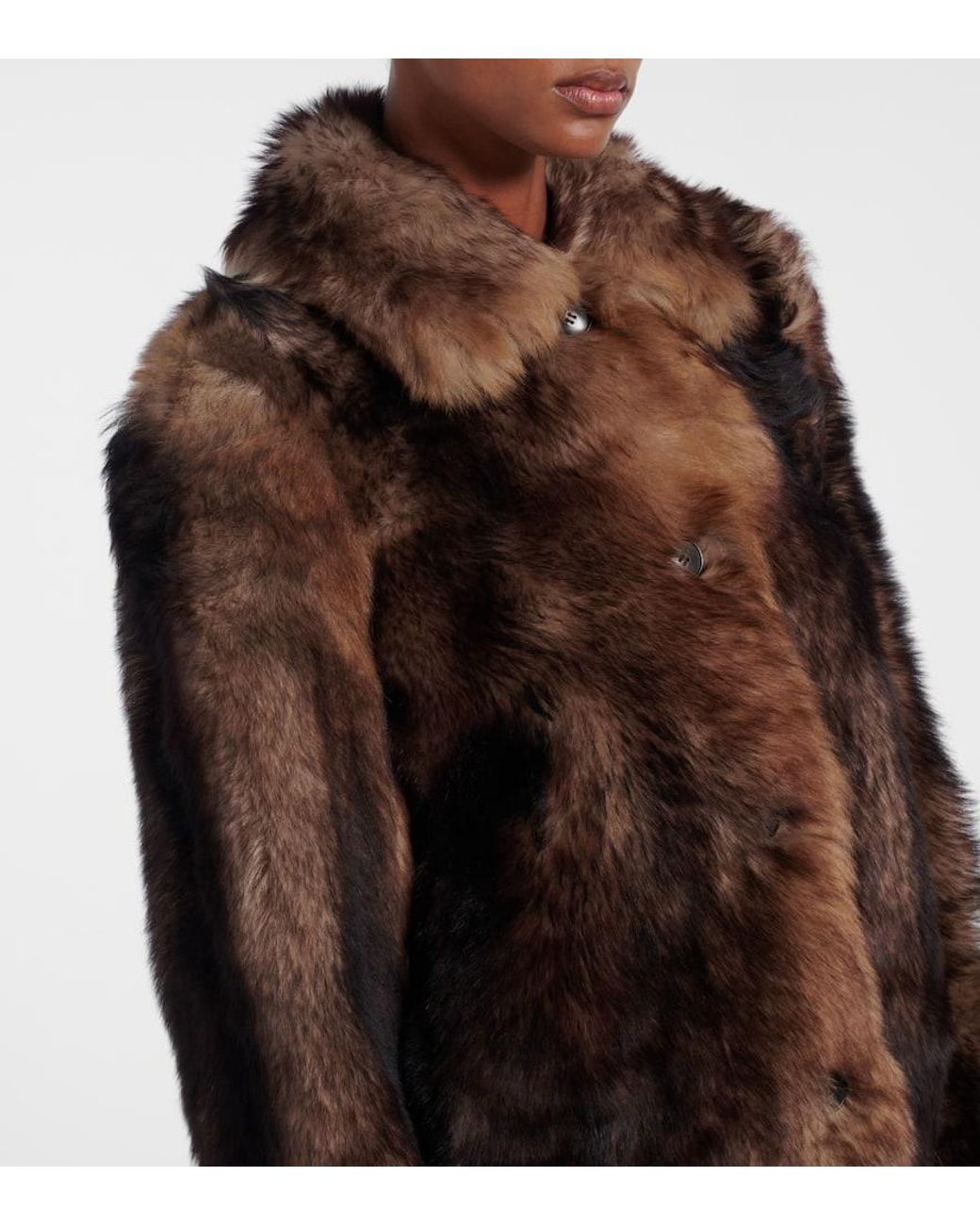 Yves Salomon Brown Cropped Shearling Jacket