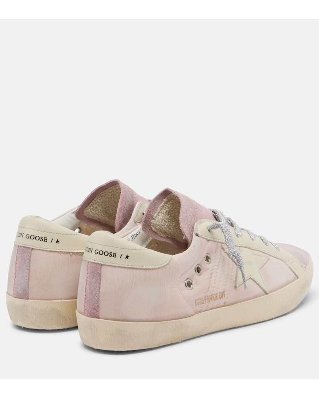 Golden Goose Deluxe Brand Pink Super-Star Leather-Trimmed Sneakers