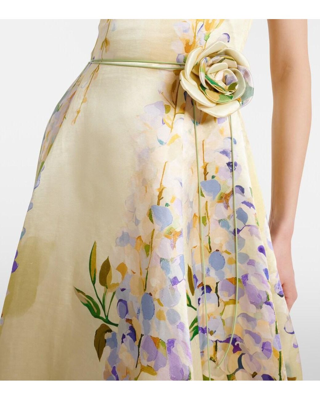 LEO LIN Metallic Mariela Linen And Silk Cocktail Dress