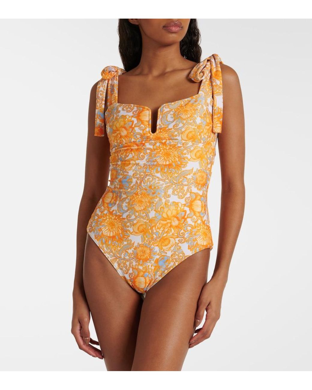 LaDoubleJ Metallic Barbarella Floral Swimsuit