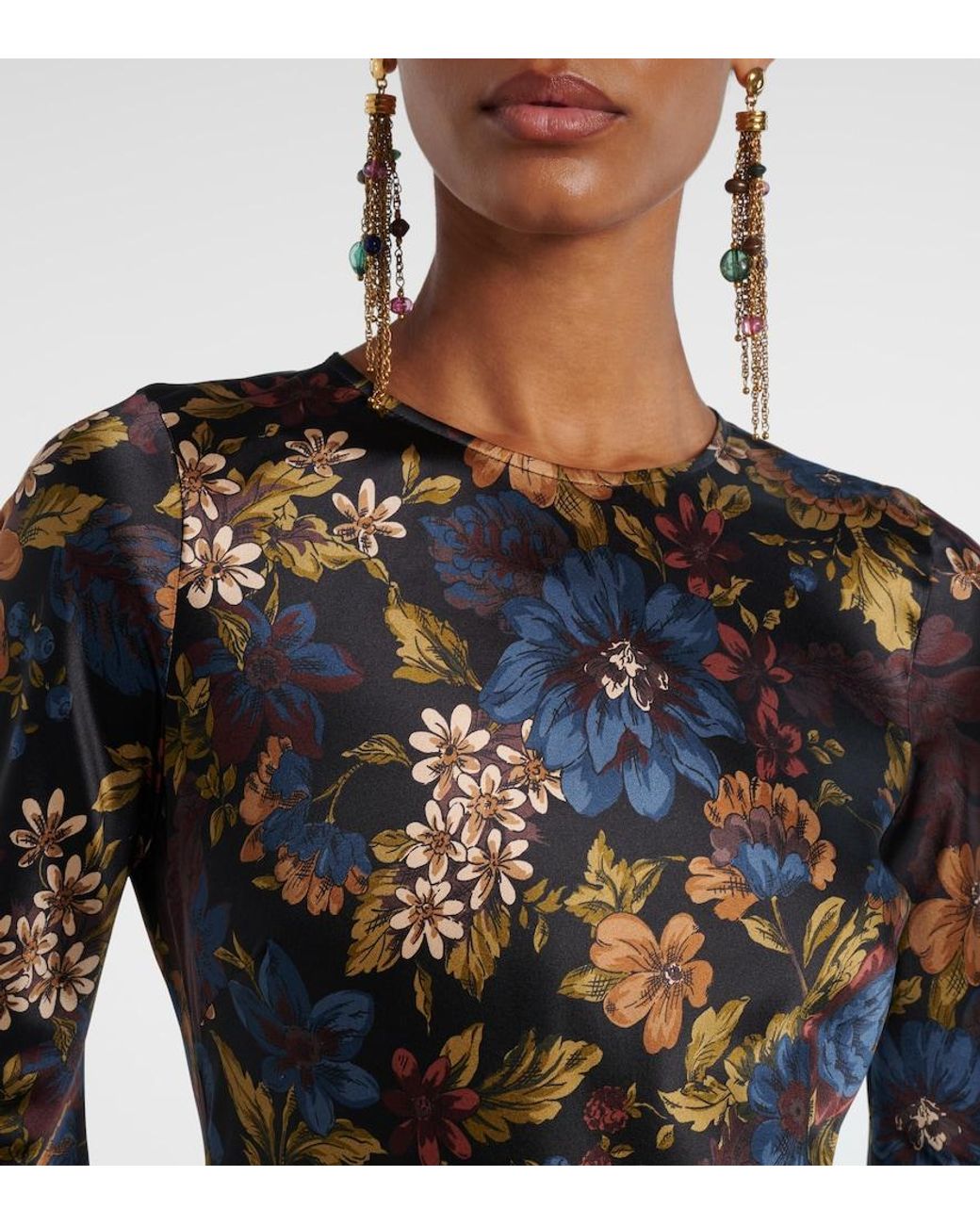 Veronica Beard Black Gemma Floral Silk-Blend Maxi Dress
