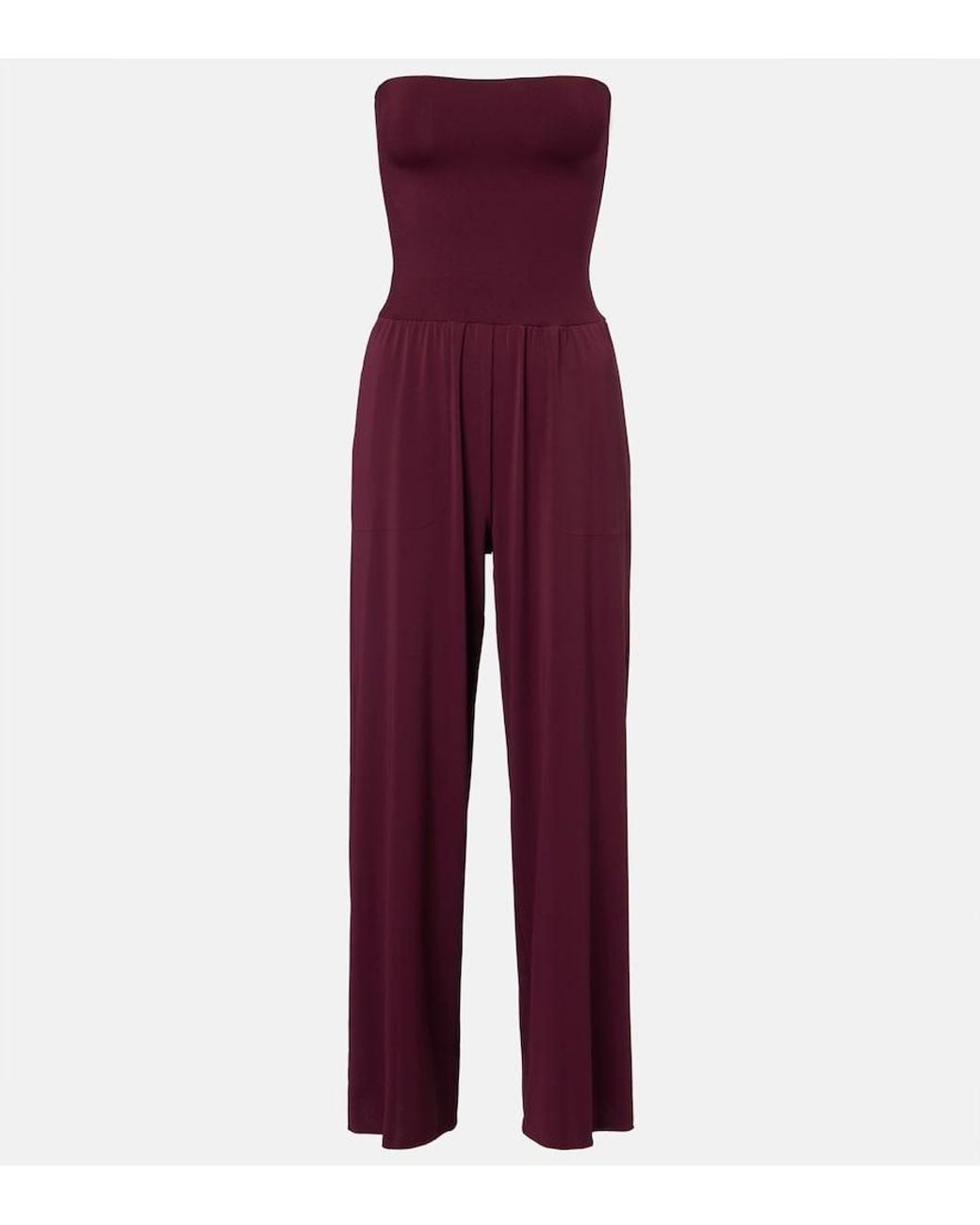 Eres Red Dao Strapless Jersey Jumpsuit