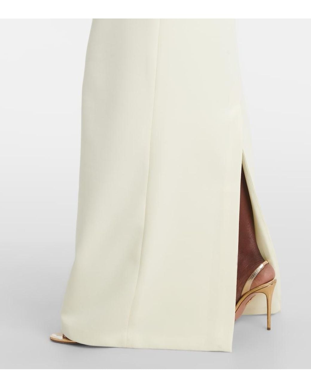 Safiyaa White Robe Holliana Aus Crepe Mit Satin