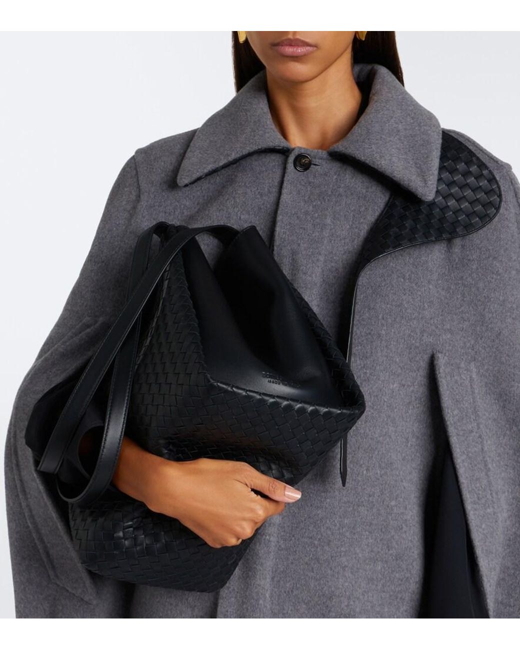 Bottega Veneta Black Corso Intrecciato Leather Tote Bag