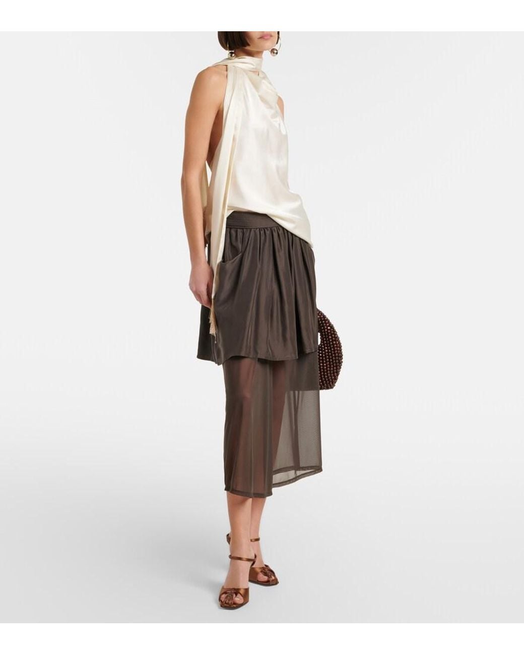 Herbert Levine Brown Hidden Gem Embellished Satin Mules