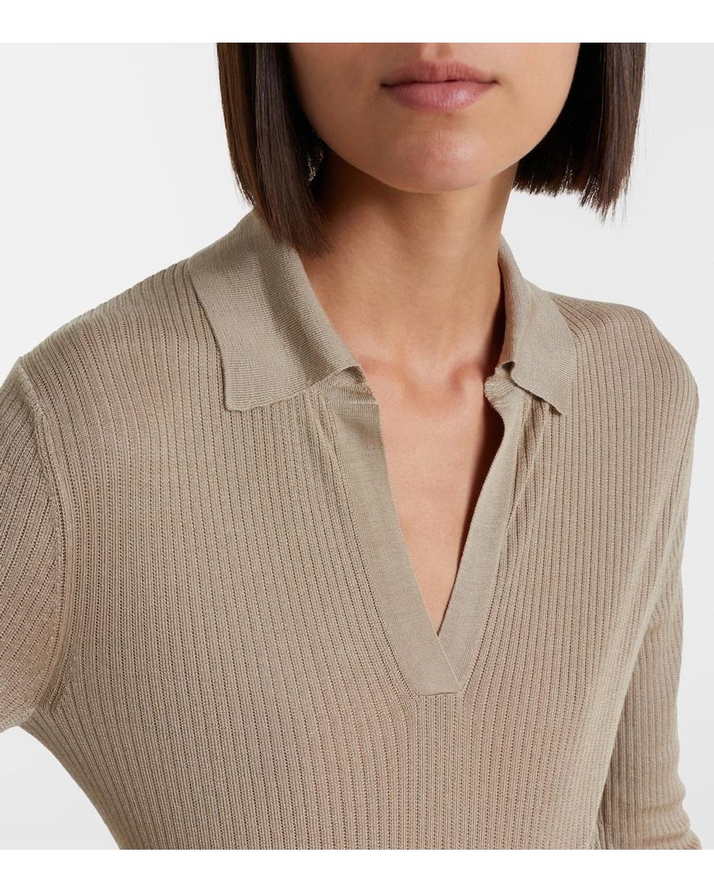 Max Mara Natural Knitted Silk And Cashmere Top
