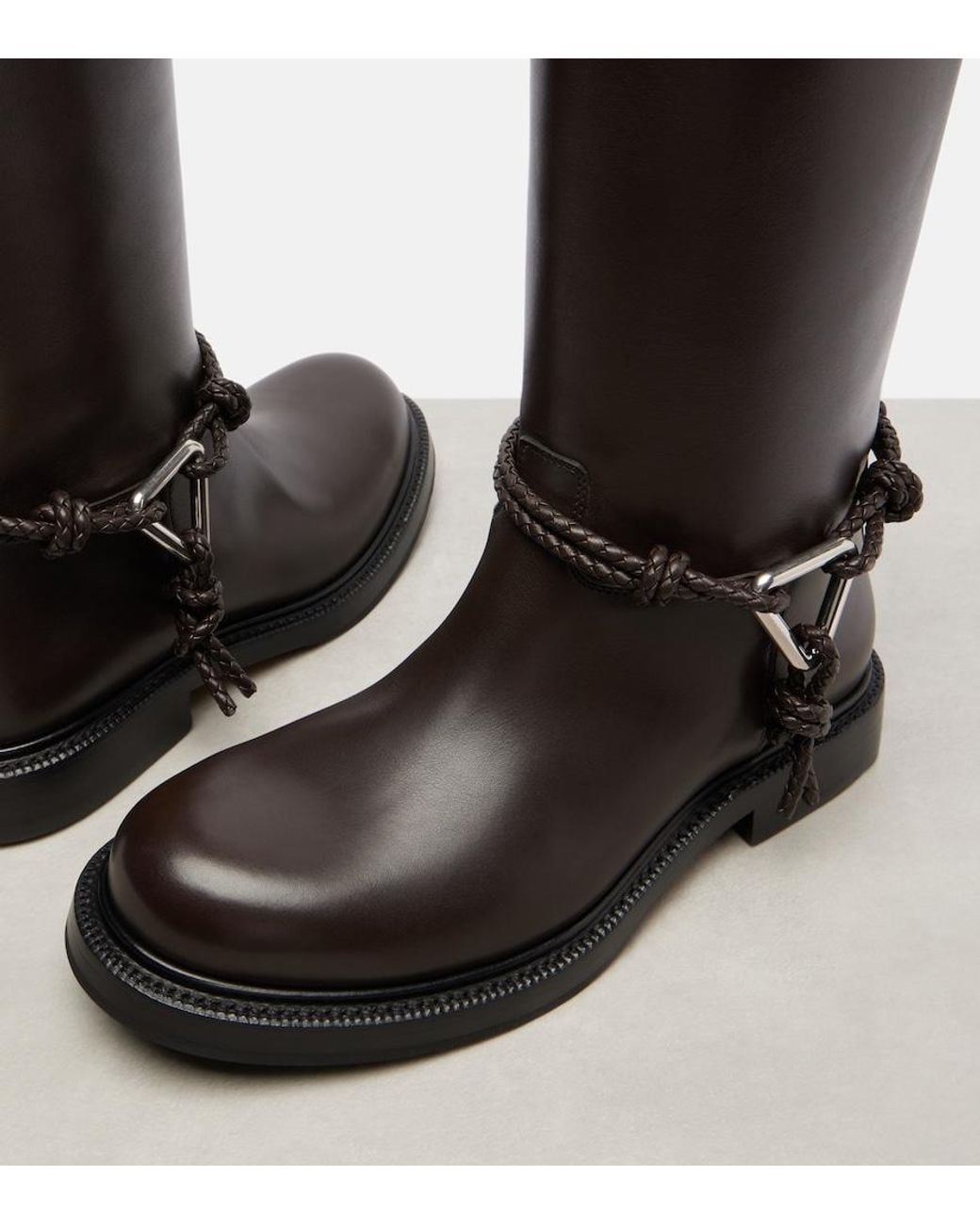 Bottega Veneta Black James Leather Knee-High Boots