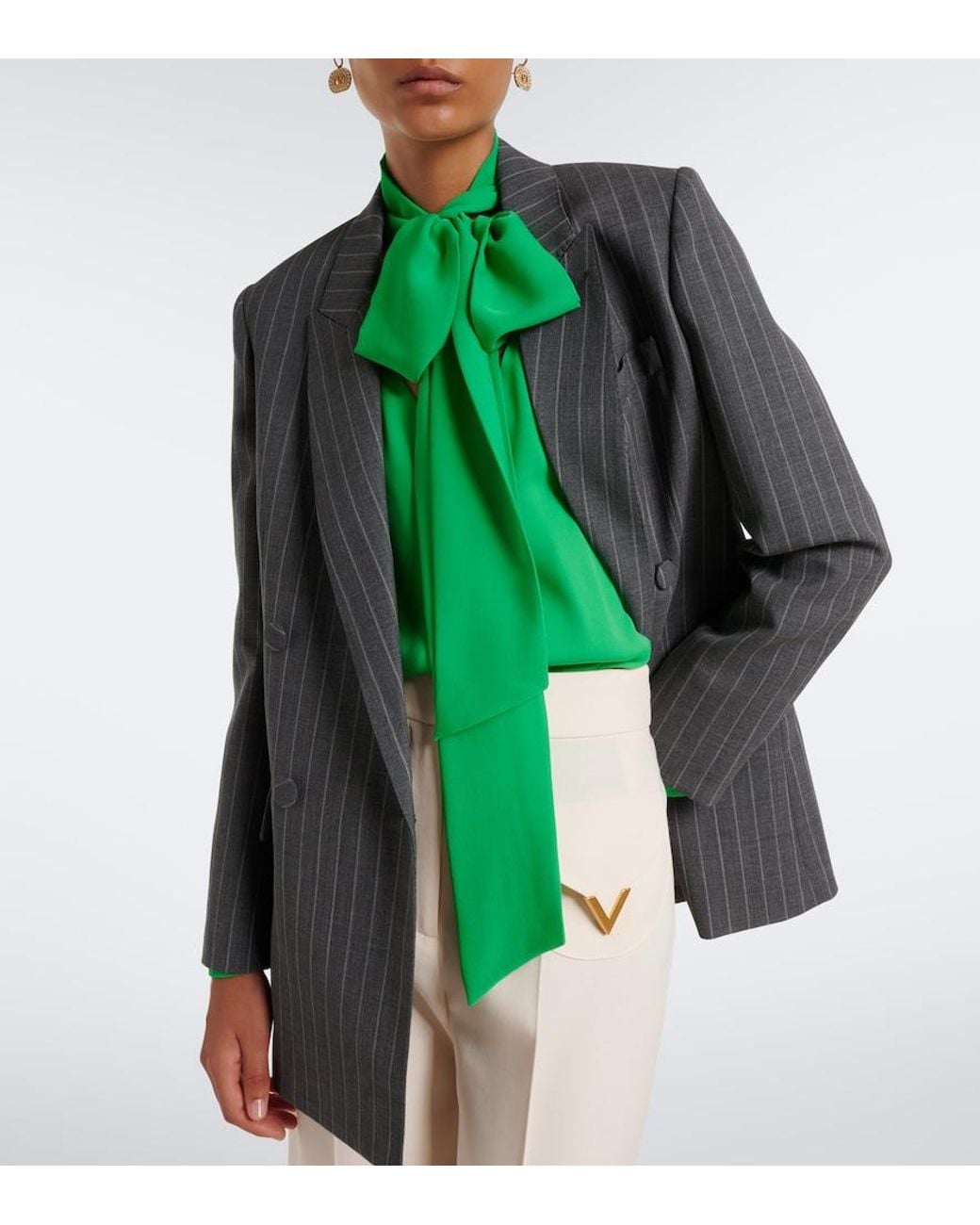 Valentino Garavani Gray Pinstripe Virgin Wool Blazer