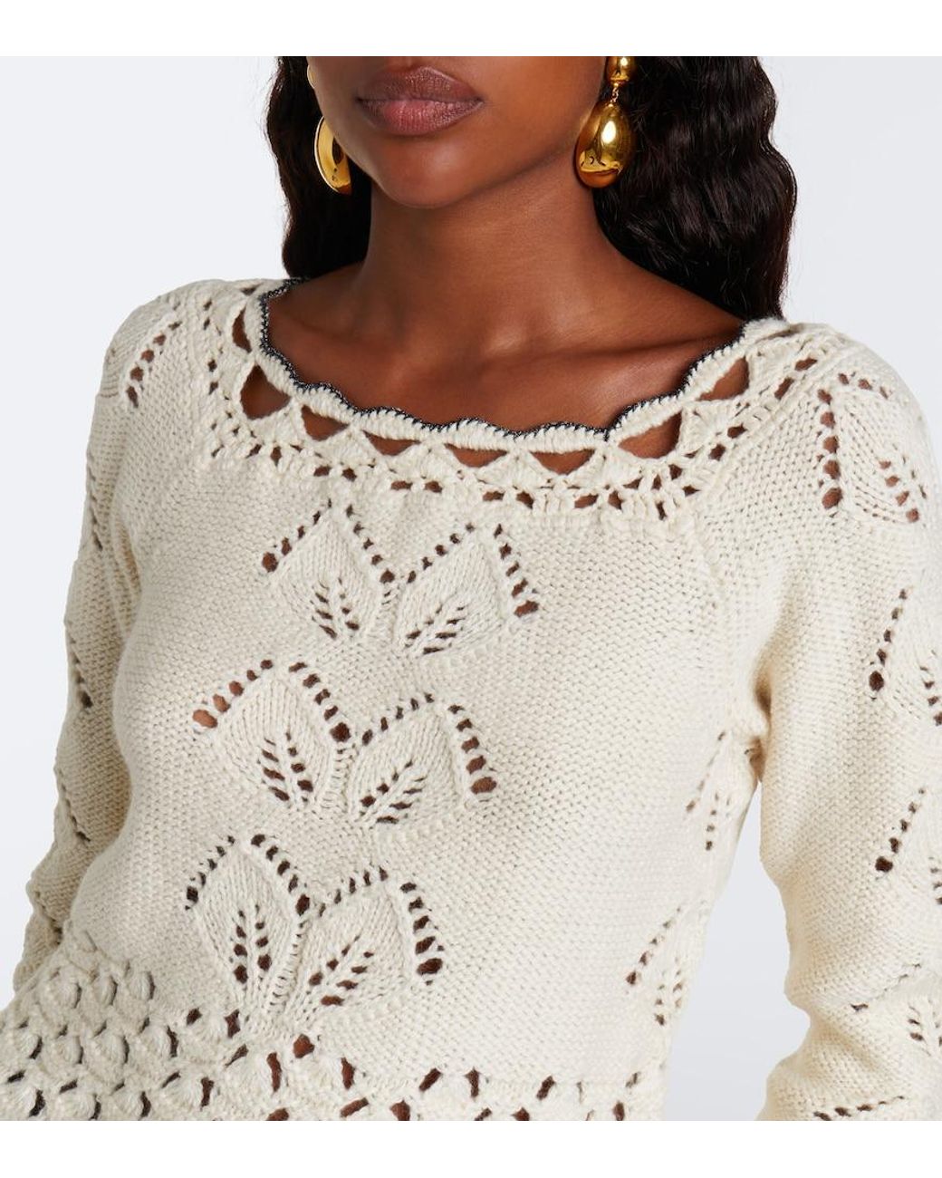 Isabel Marant Natural Lua Pointelle Cotton And Wool Sweater