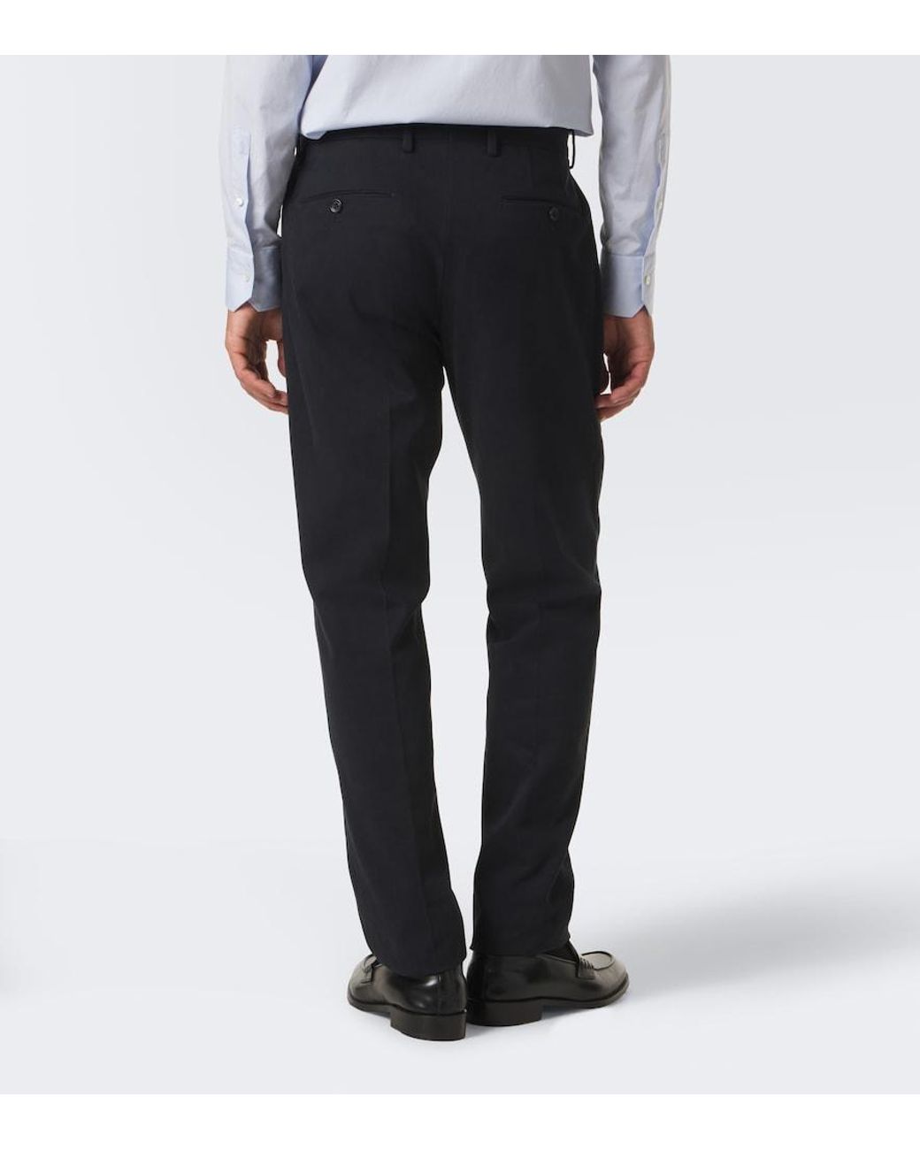 Zegna Blue Cotton And Cashmere Slim Pants for men