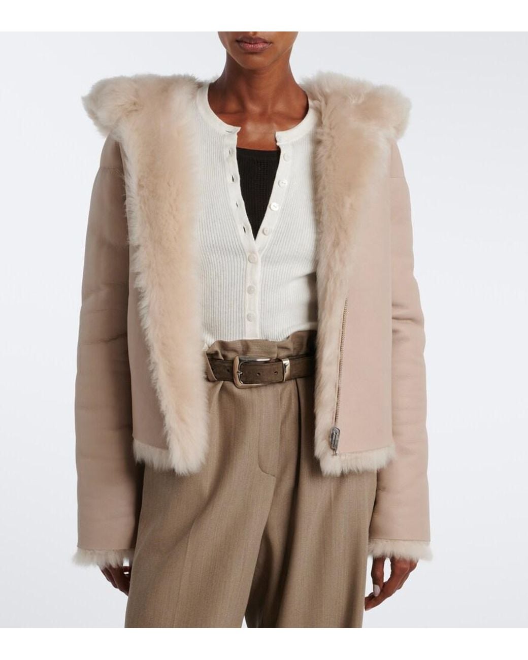 Arma Natural Bianca Reversible Shearling Jacket