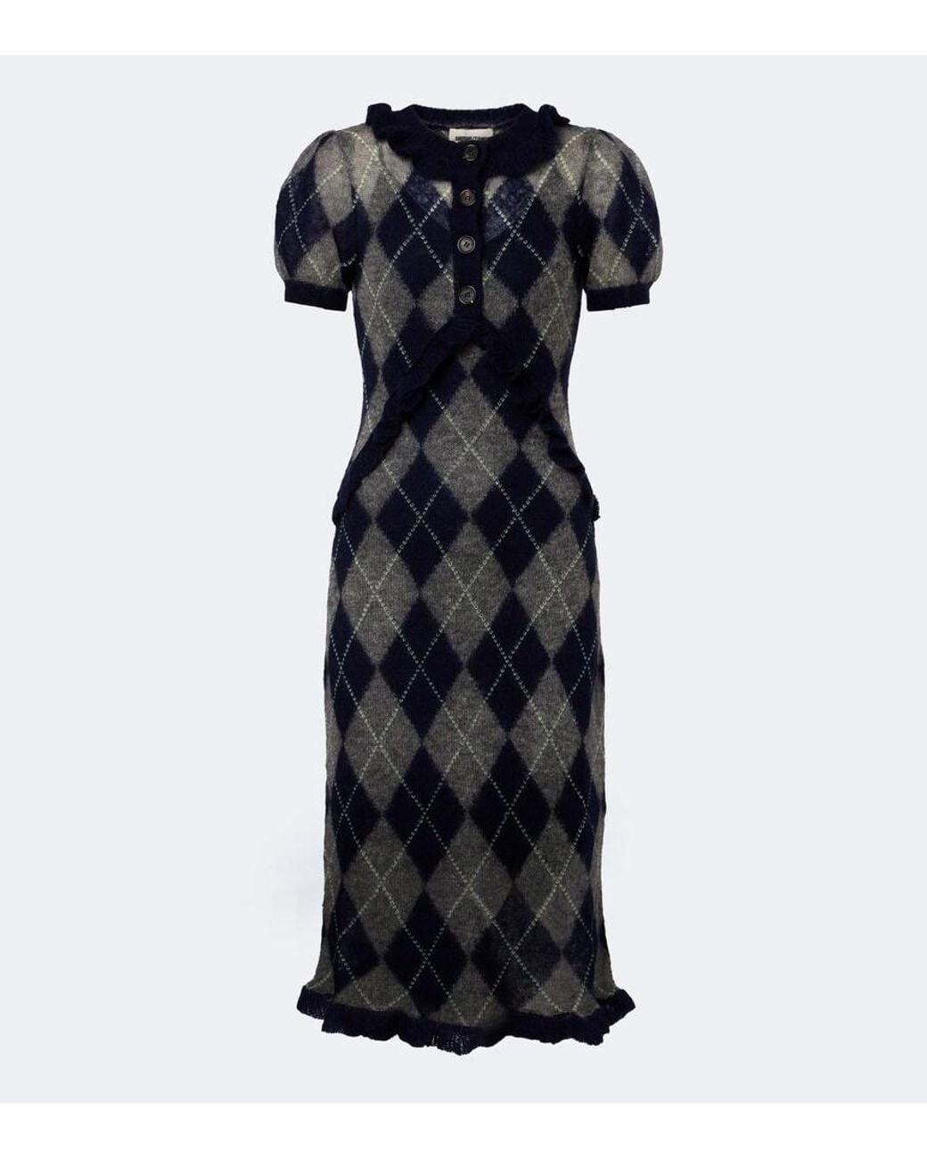ShuShu/Tong Black Argyle Wool And Mohair-Blend Midi Dress