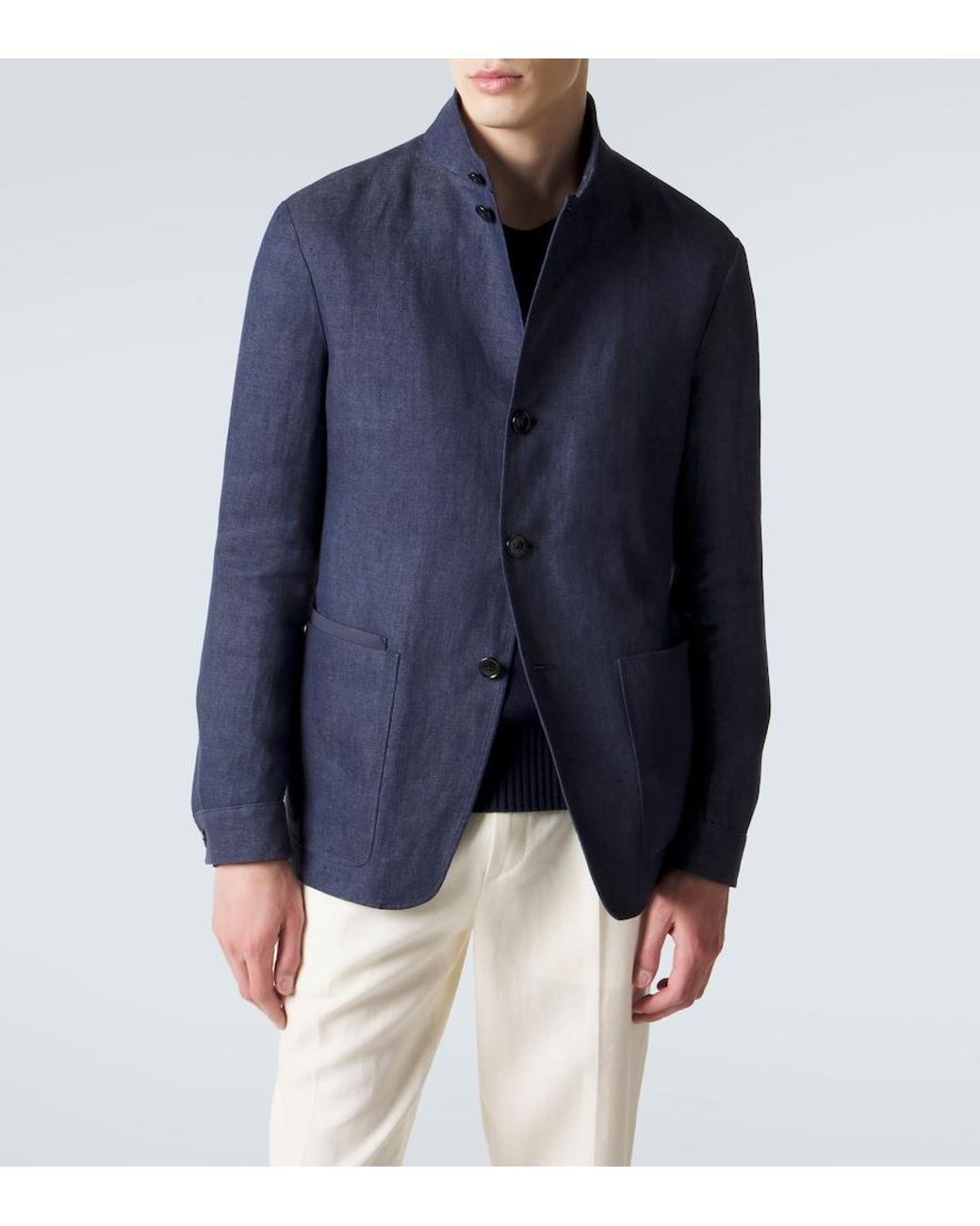 Zegna Blue Il Conte Linen Jacket for men