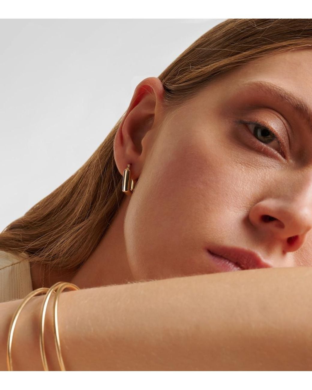STONE AND STRAND Metallic Squared Off 14Kt Hoop Earrings