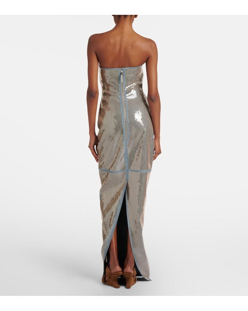 Rick Owens Metallic Prong Sequined Denim Gown