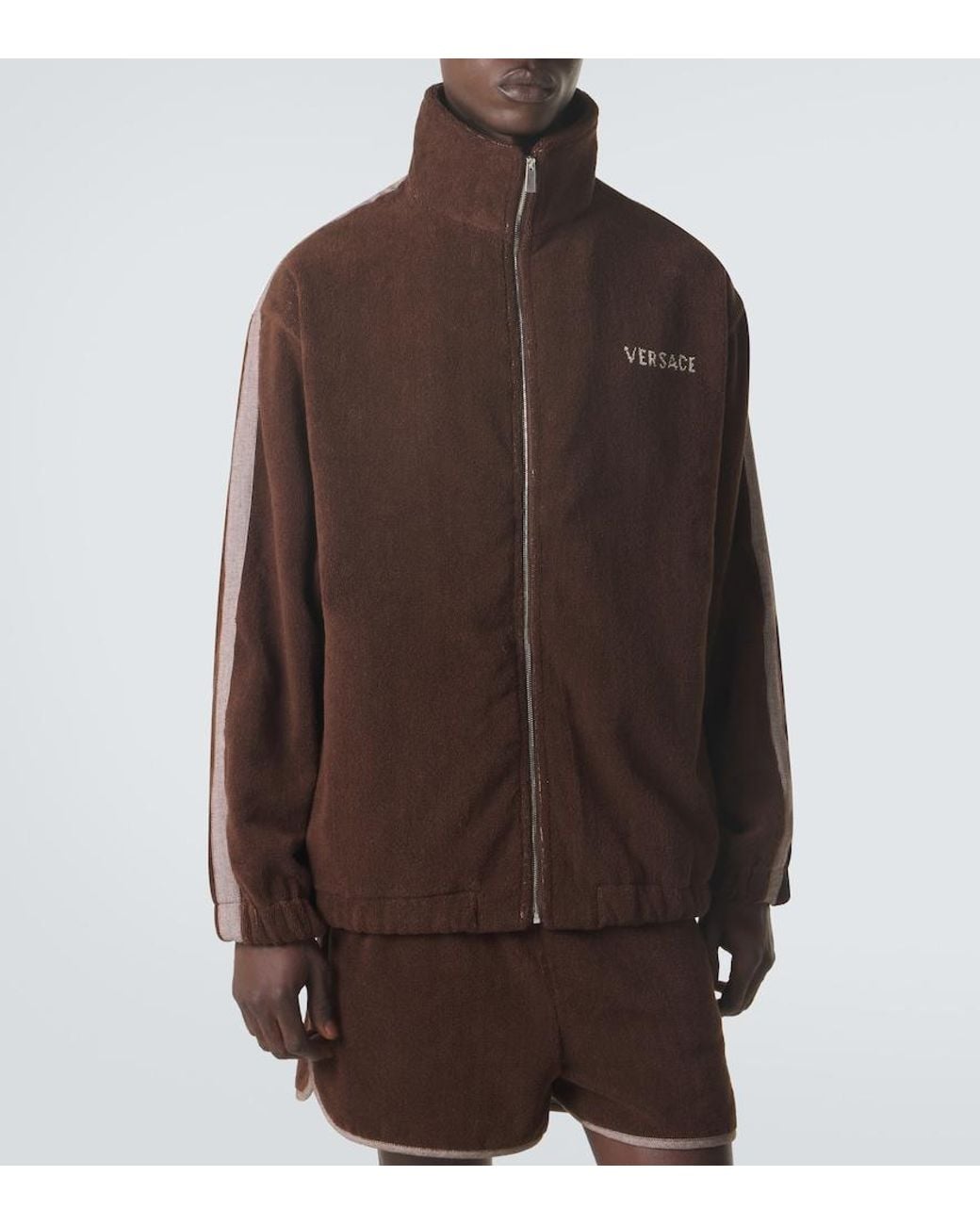 Sudadera De Rizo De Algodon Con Logo Versace de hombre de color Brown