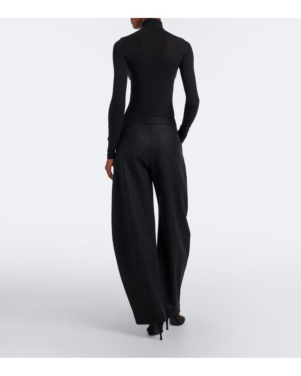 Alaïa Black Virgin Wool Barrel-Leg Pants