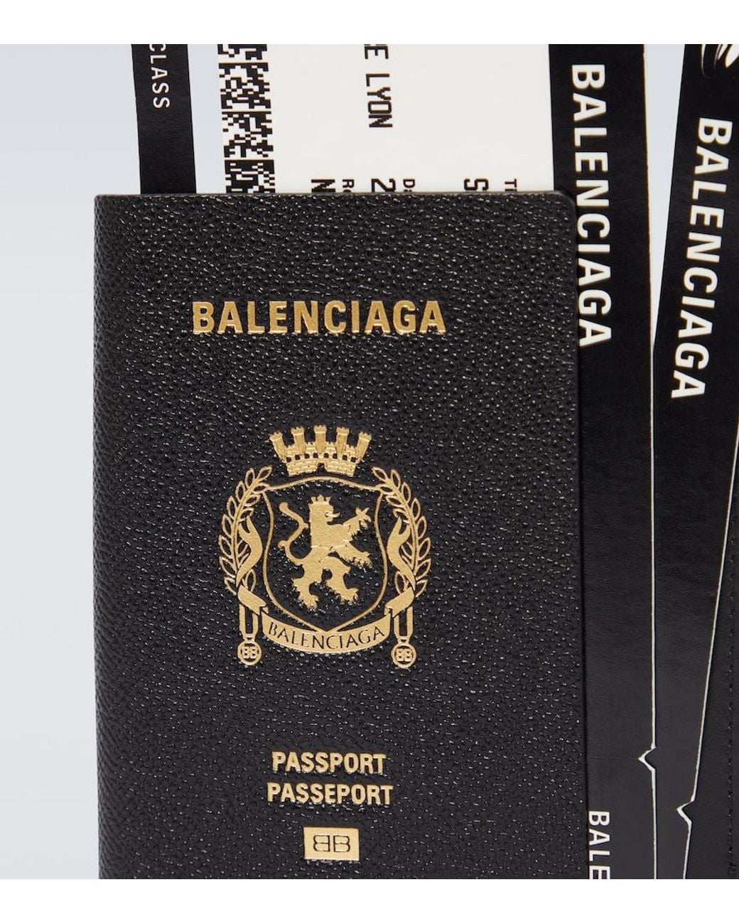 Balenciaga Black Leather-Trimmed Phone And Passport Holder for men