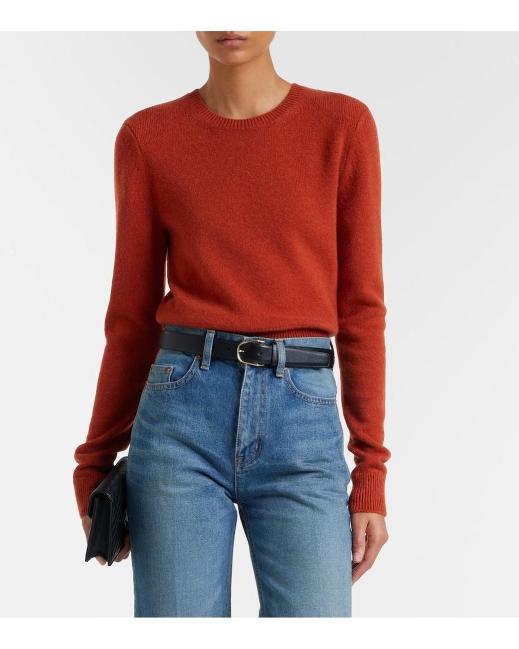 Saint Laurent Red Cropped Cashmere Sweater