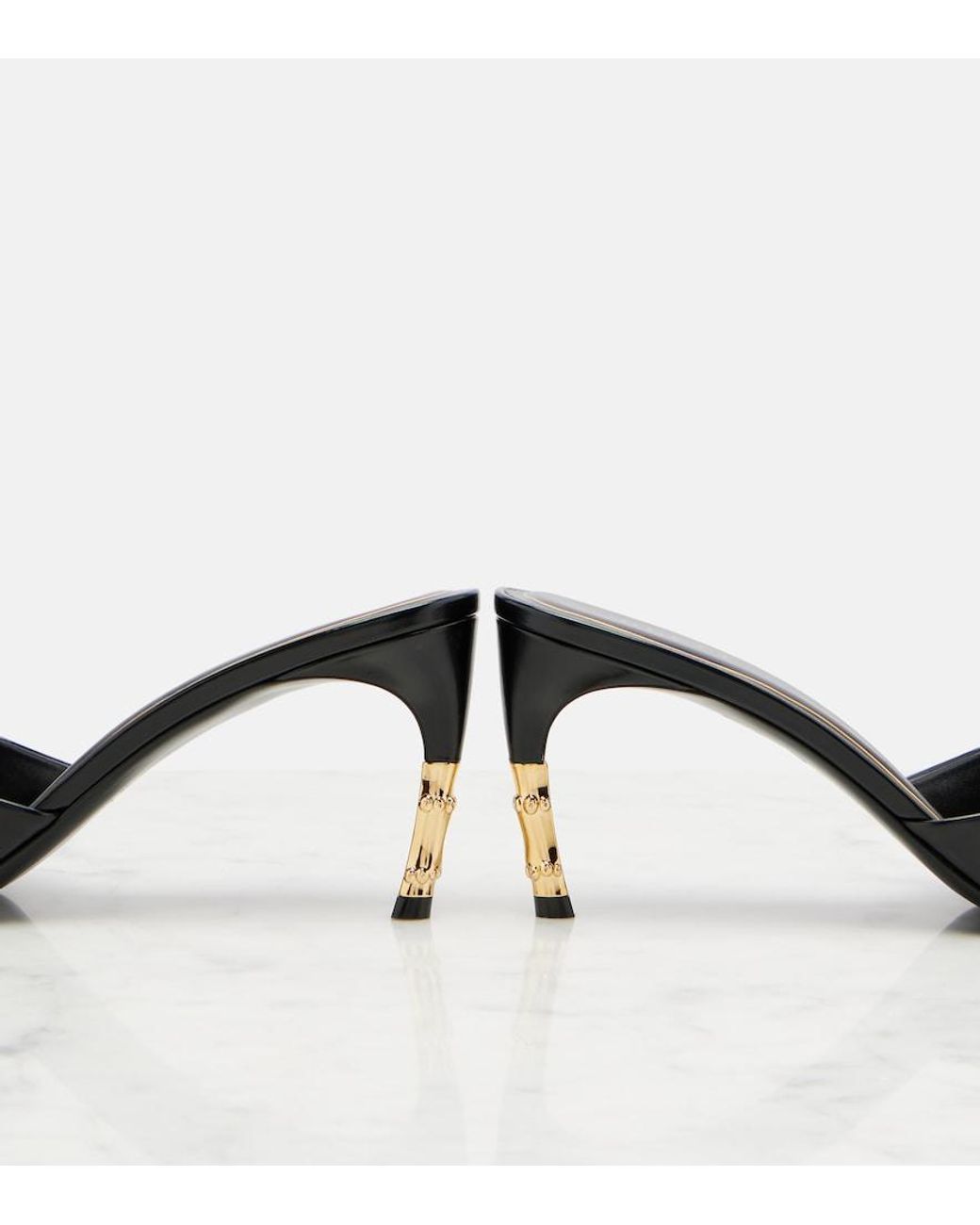 Gucci Black Bamboo Leather Mules